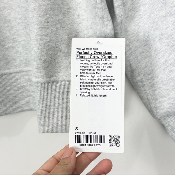 NWT Lululemon Perfectly Oversized Fleece Crew Graphic Grey Size S LW3IL7S - Picture 7 of 14